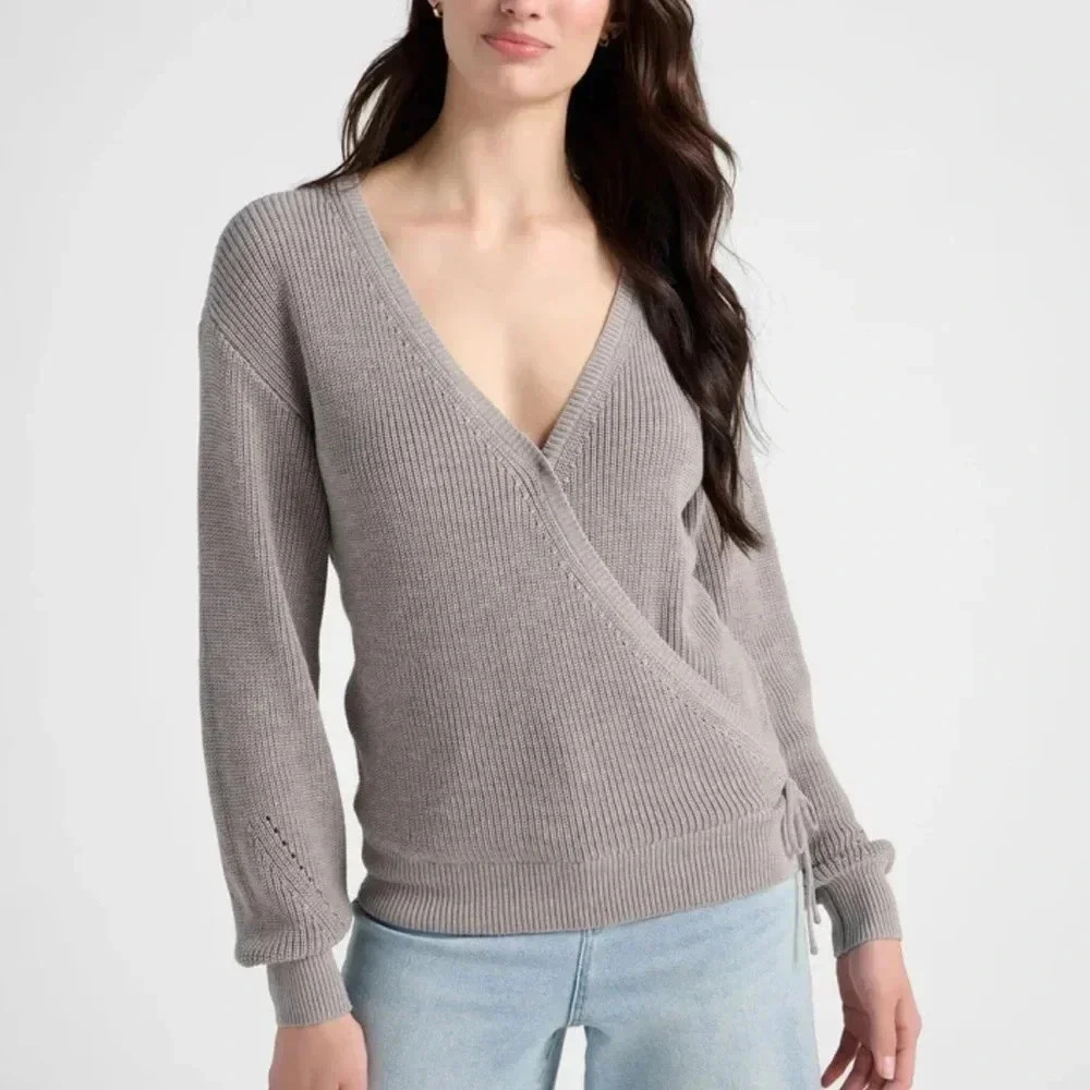 NWT Gentle fawn Camille front wrap surplice pullover sweater burgundy M